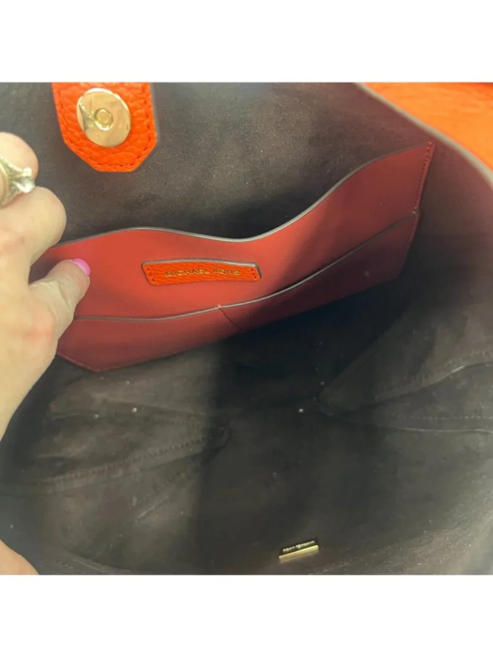 Michael Kors Junie Medium Pebbled Leather Orange Hobo Bag w/Dust Bag